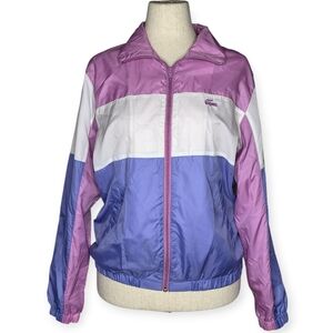 Vintage Lacoste Club Colorblock Windbreaker Jacket Pink Purple White M